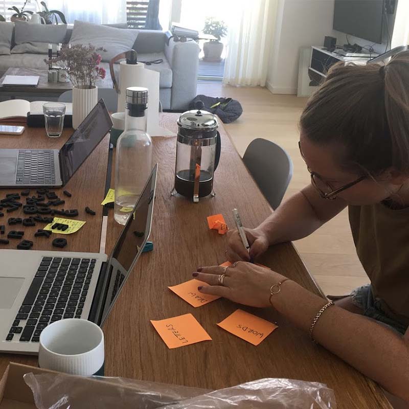 Shanna Hermansen workshopping names for Wordbits